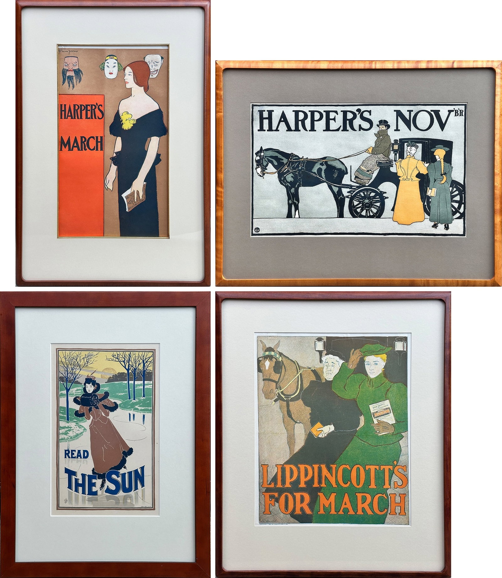 Edward Penfield (1866-1925): Estate / Collection: The Collection of Tony Fusco & Robert Four HARPER'S MARCH; HARPER'S NOV'B'R'. Two lithographs; Together with Louis J. Rhead (1857-1926). READ THE SUN, lithograph; and J.J. Gou