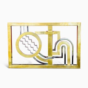 Brass and Chromed Metal Cashier's Window Cage