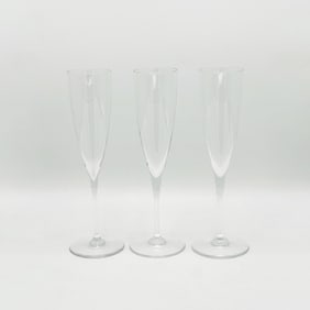 Set of Fifteen Baccarat "Dom Perignon" Pattern Crystal Champagne Flutes