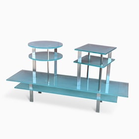 Three Pace Glass and Chromed Metal Tables