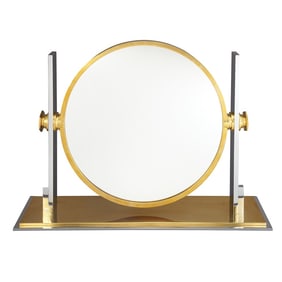 Karl Springer Brass and Chromed Metal Vanity Mirror