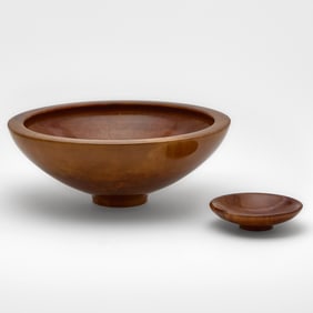 Philip Moulthrop Turned River Birch Platter and Matt Moulthrop Turned Applewood Shallow Platter