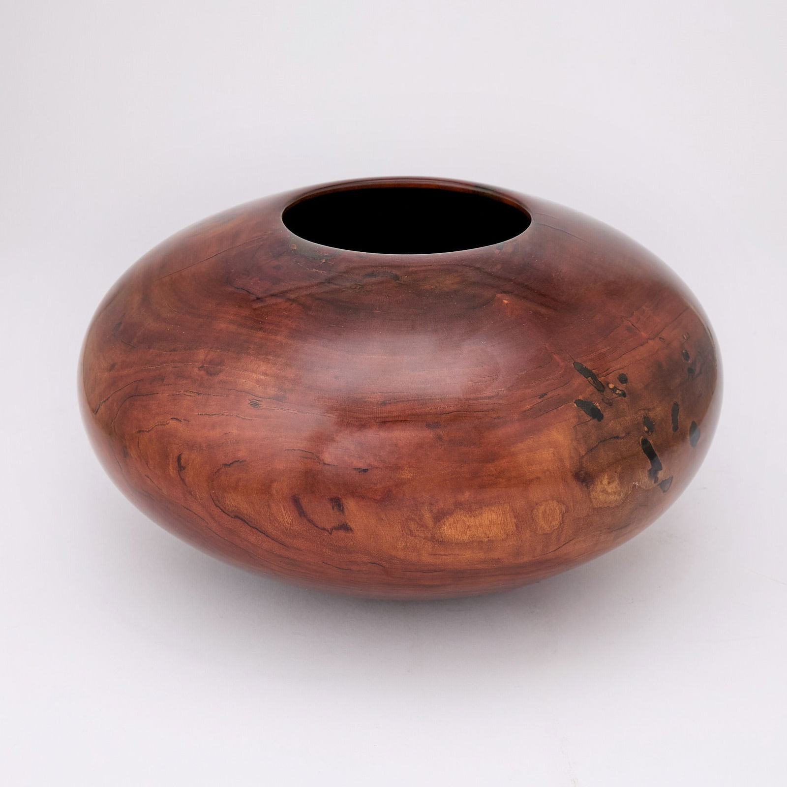 Matt Moulthrop Turned Wild Cherry Vessel: Early 2000s Of compressed globular form. Height 6 3/4 inches, diameter 11 1/2 inches.