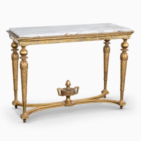 North Italian Gilt-Decorated Marble Top Side Table