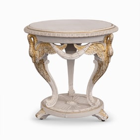 Empire Style Parcel-Gilt and Cream Painted Occasional Table