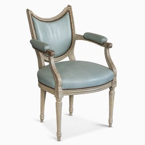 Gustav III White Painted and Upholstered Armchair