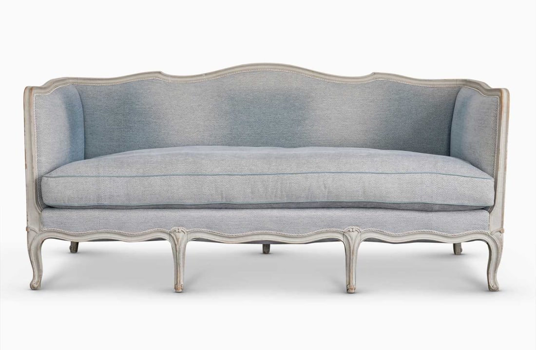 Louis XV Painted Settee: Mid 18th century With shaped molded frame and single cushion. Length 79 1/2 inches.