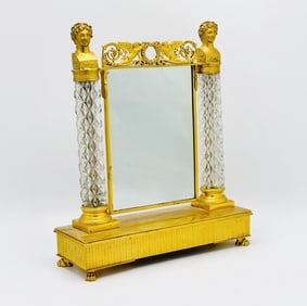 Empire Style Gilt-Bronze and Crystal Dressing Table Mirror