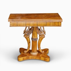 Austrian Biedermeier Walnut Fold-Over Games Table