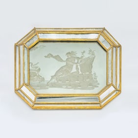Etched Glass and Mirror Framed Mirror