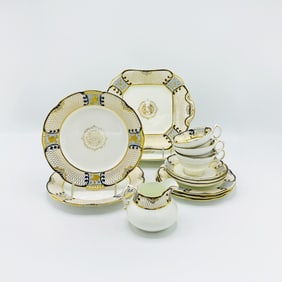 Hammersley & Co. Gilt and Cobalt Decorated Part Luncheon Service