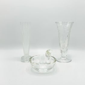 Group of Three Glass Table Articles