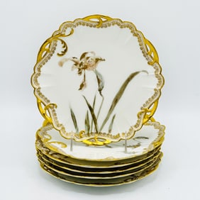 Set of Ten Haviland Limoges "Feu de Four" Porcelain Plates