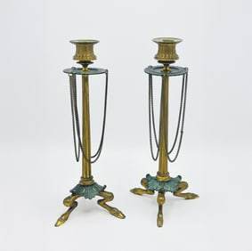 Pair of Napoleon III Gilt Bronze Candlesticks