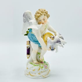 Meissen Porcelain Figure of a Putto with Doves