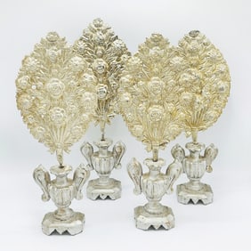 Set of Four Silvered Candle Reflectors
