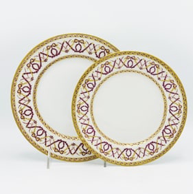 French Gilt-Decorated Porcelain Part Luncheon Service