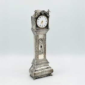 Dutch Baroque-style Silver Tall Clock-form Watch Hutch