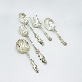 Group of Five American Sterling Silver Serving Utensils