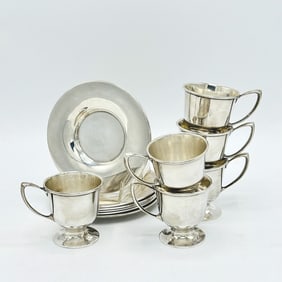 Set of Six Towle Sterling Silver Cups and Saucers
