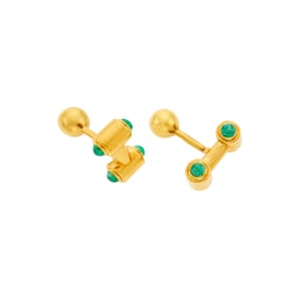 Tiffany & Co. Pair of Gold and Cabochon Emerald Cufflinks