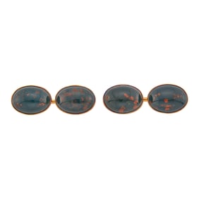 Pair of Gold and Bloodstone Cufflinks
