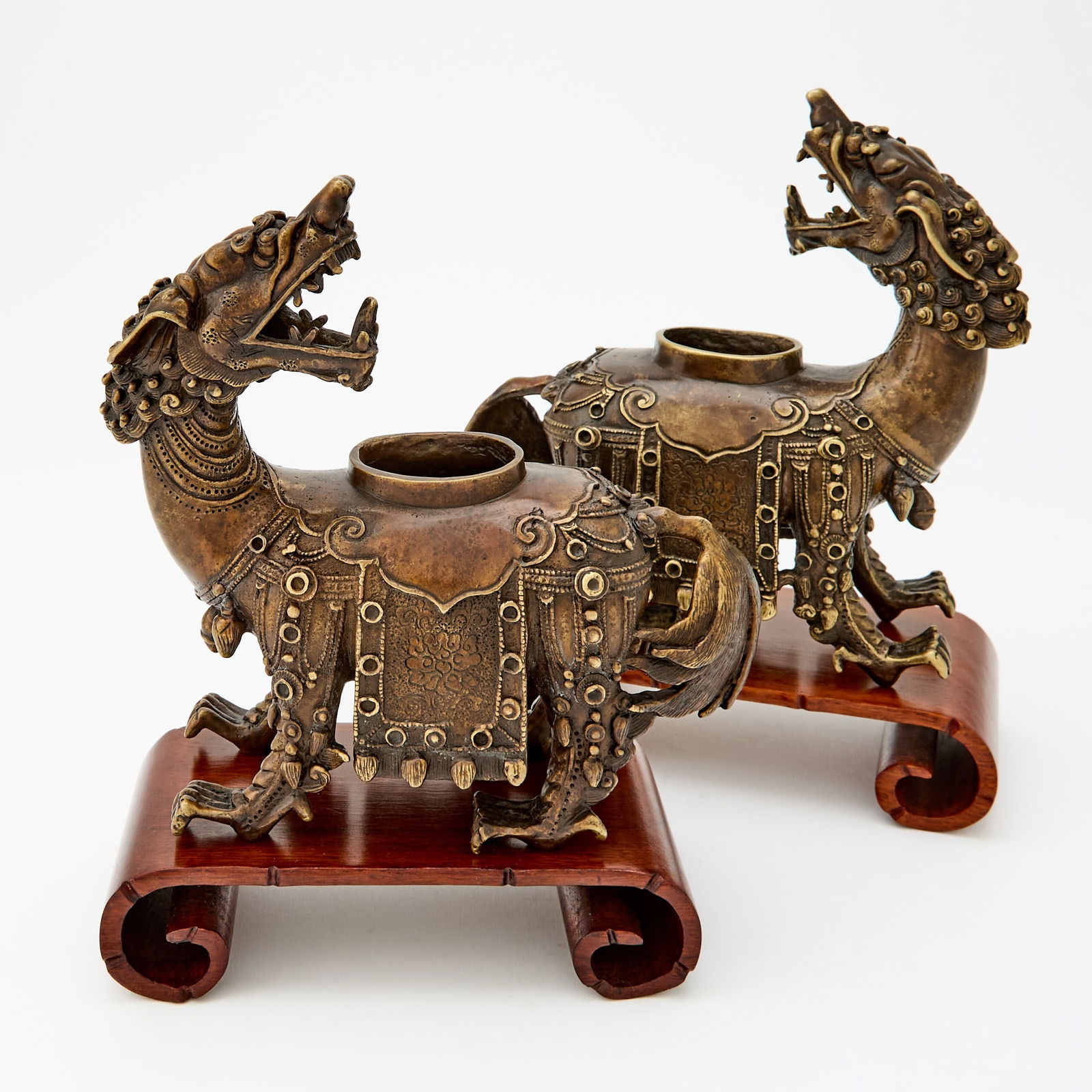 A Pair of Chinese Bronze Mythical Beast-Form Censers or Waterpots Qing Dynasty (1 of 5)