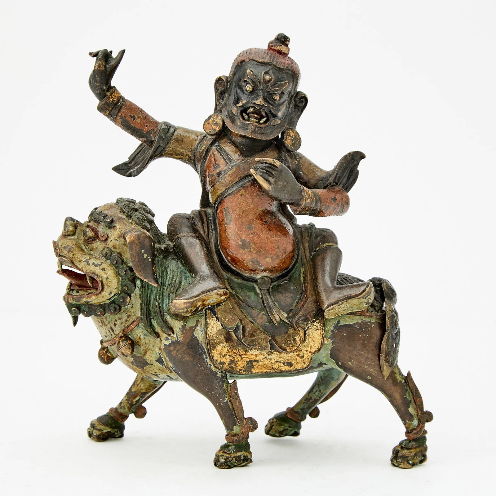 A Cold Painted Bronze Figure of a Bodhisattva Possibly Mongolia, 17th-18th century