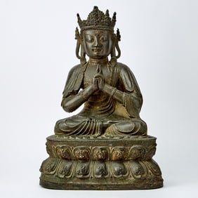A Large and Rare Dated Chinese Bronze Figure of Vairocana