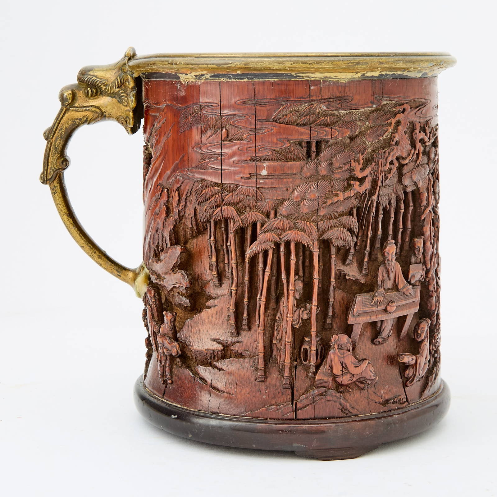 A Chinese Carved Bamboo Brush Pot 18th-19th Century