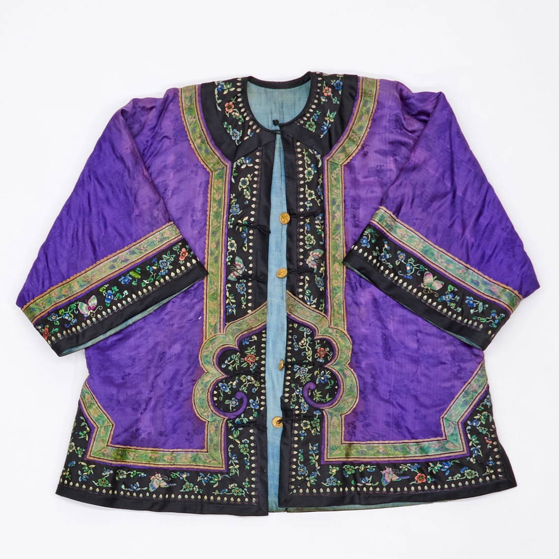 A Chinese Brocade Silk Lady's Winter Jacket Late Qing Dynasty