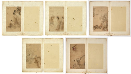 Five Chinese Leaves of Painting Qing Dynasty