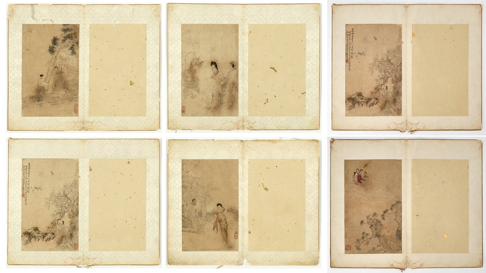 Five Chinese Leaves of Painting Qing Dynasty