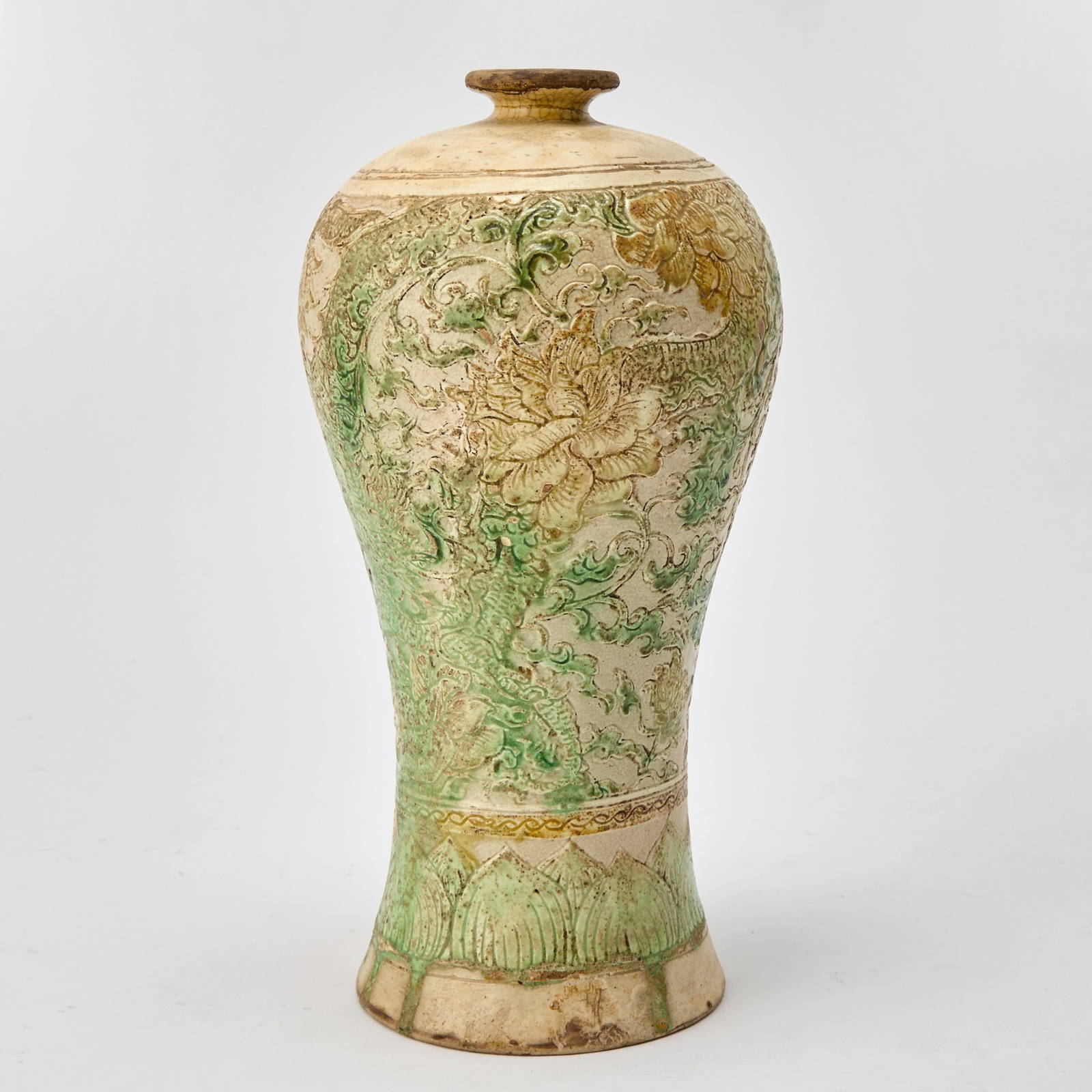 A Chinese Sancai Glazed Pottery Meiping Likely Ming Dynasty