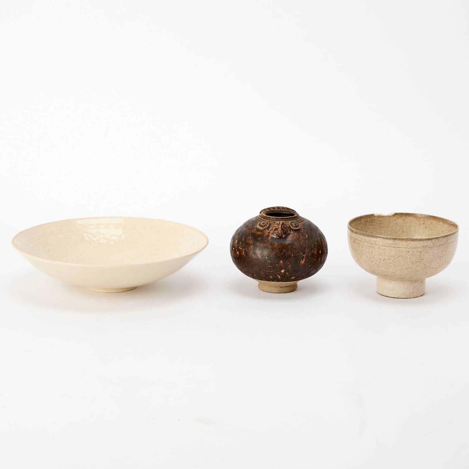 Three Chinese Glazed Ceramic Articles Song-Ming Dynasty
