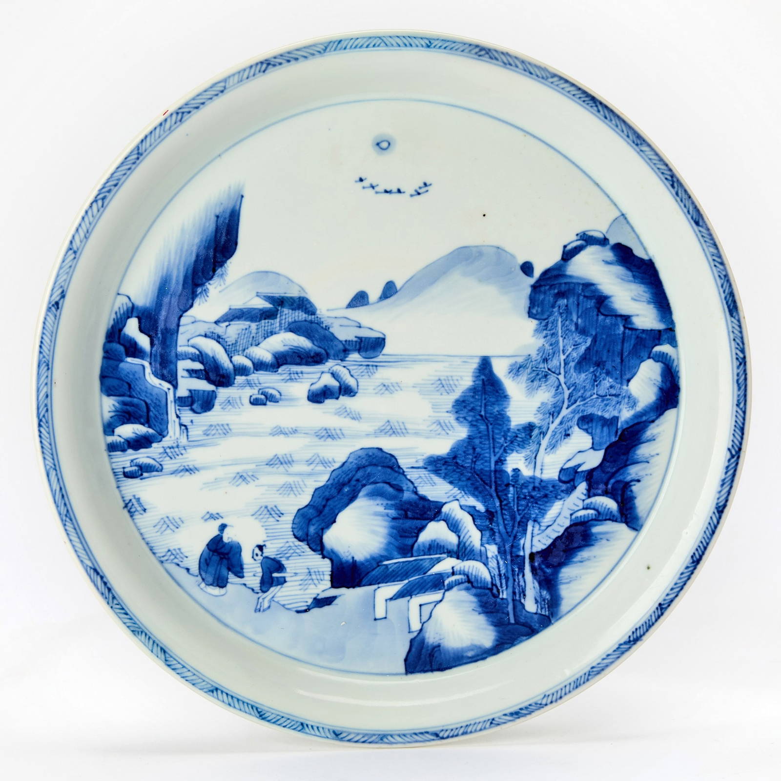 A Chinese Blue and White Porcelain Plate Chenghua Mark, Early Qing Dynasty