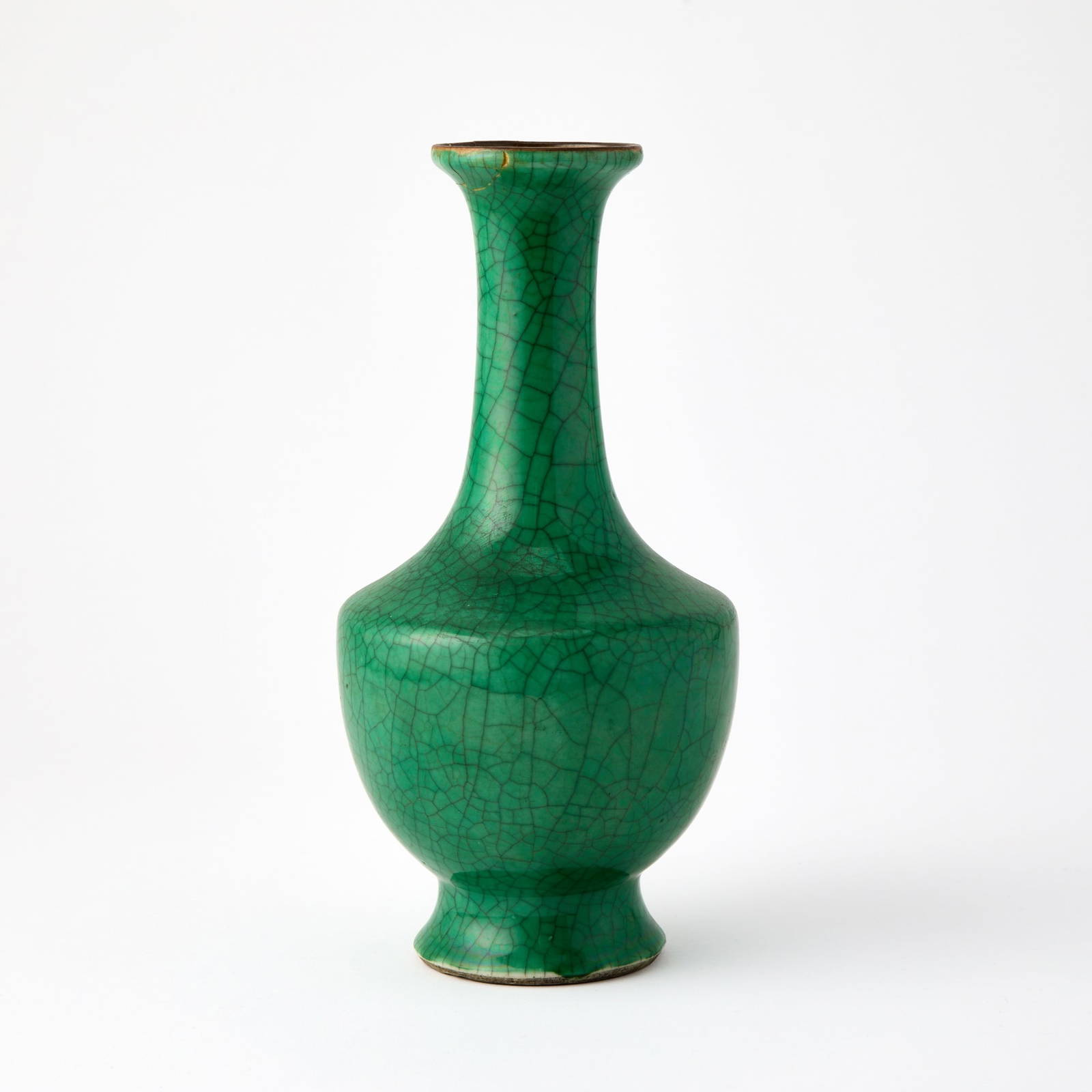 A Chinese Apple Green Glazed Porcelain Bottle Vase Qing Dynasty