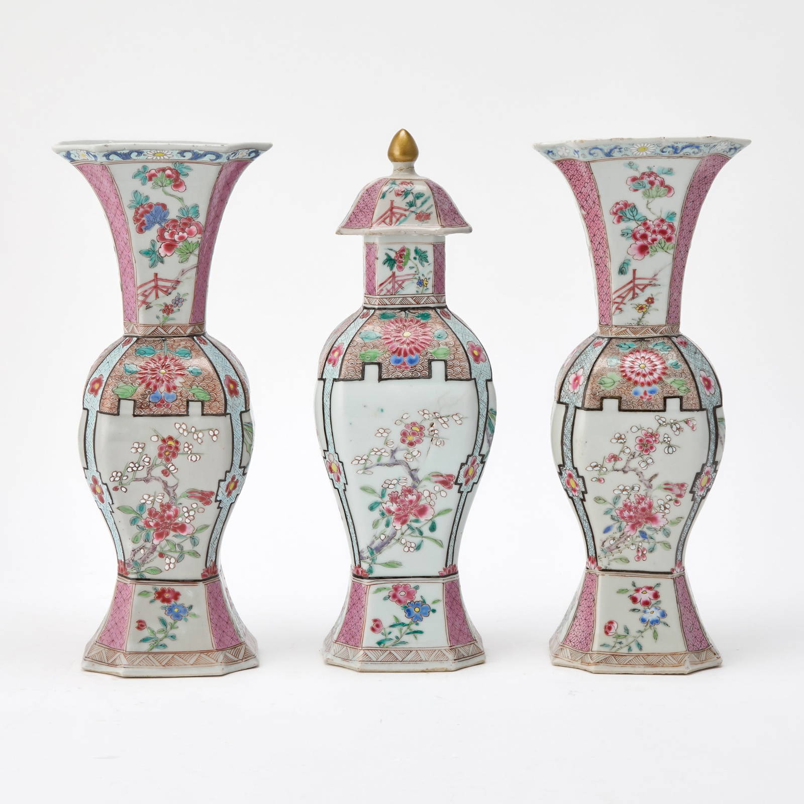 A Chinese Export Porcelain Three-Piece Garniture 18th century