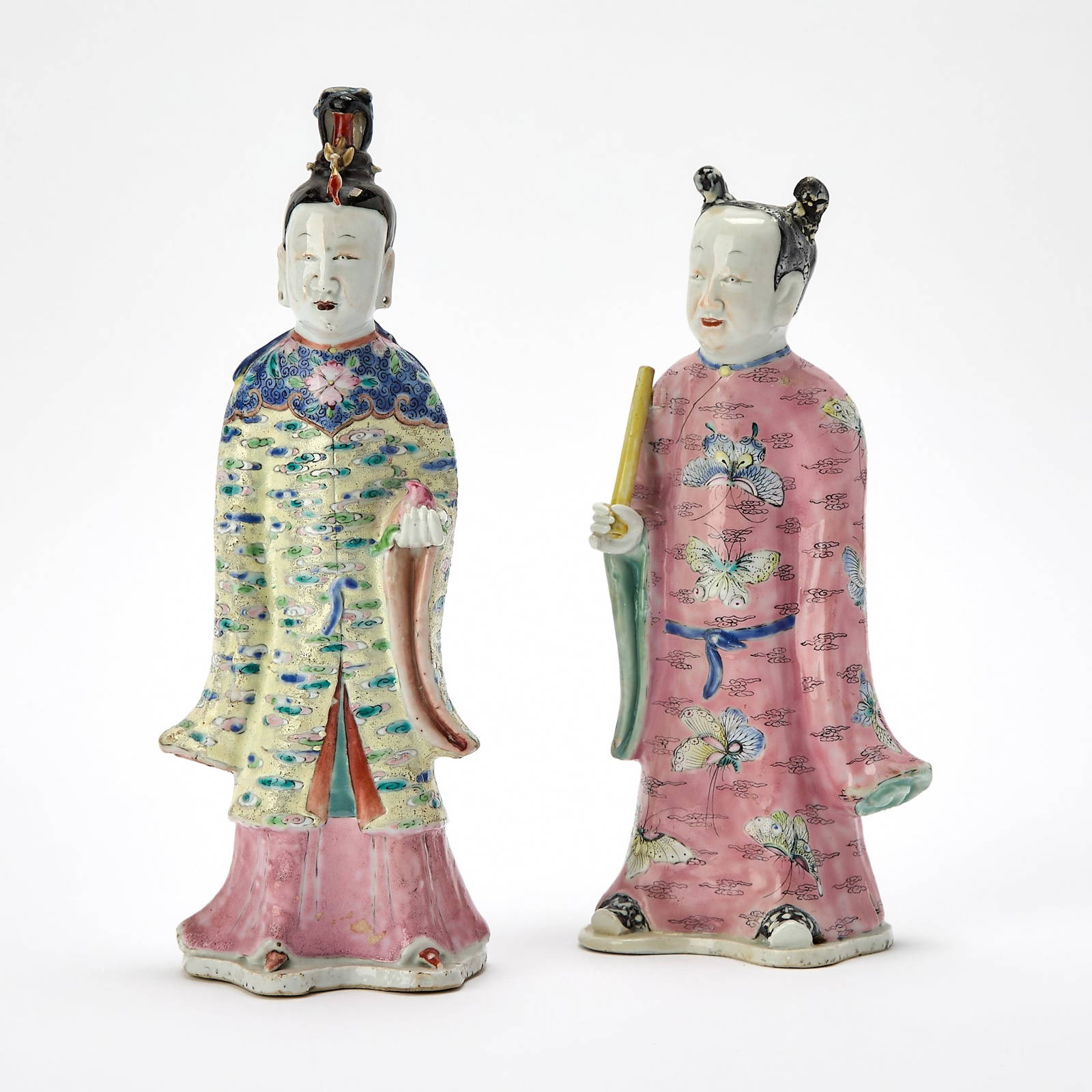 A Pair of Chinese Famille Rose Porcelain Figures of Immortals 18th Century