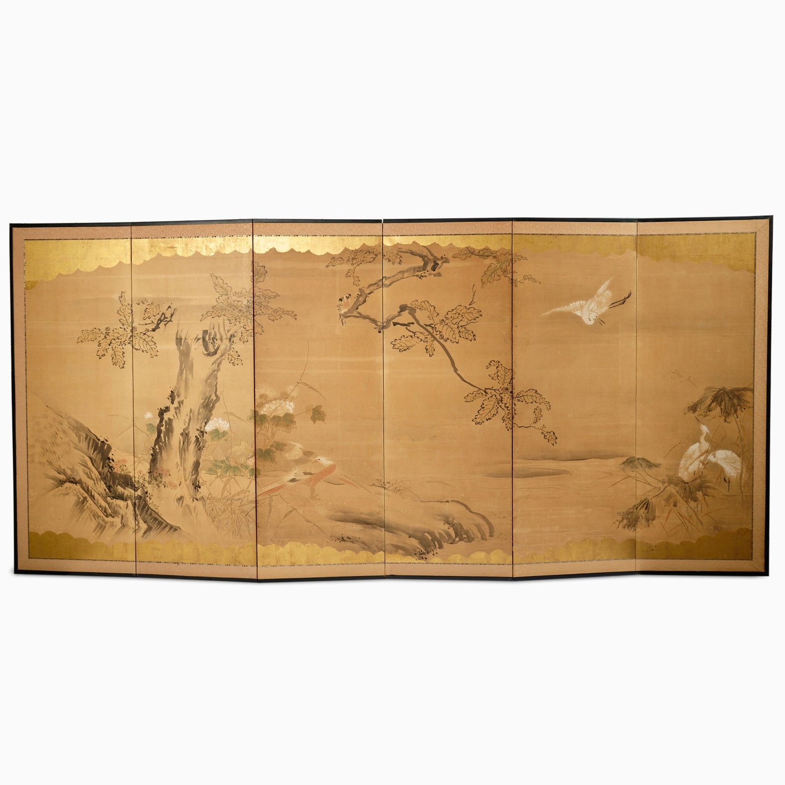 A Japanese Kano School Six-Panel Screen 19th century (1 of 4)