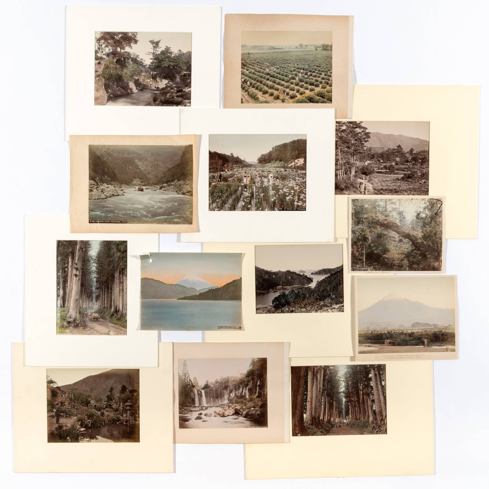 A Group of Japanese Albumen Prints Showing Scenes of Natural Beauty Meiji Period