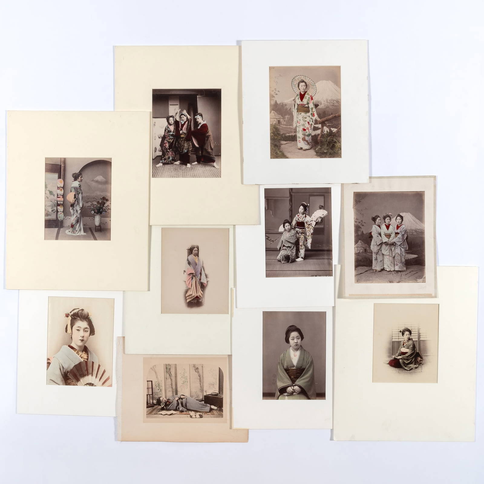 A Group of Japanese Hand-tinted Photographs Depicting Subjects of Beauty Meiji Period