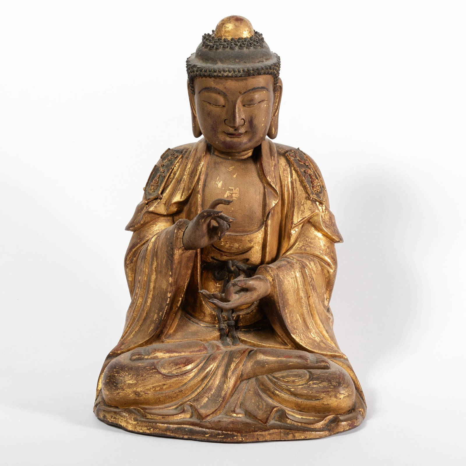 A Likely Korean Gilt Lacquered Wood Figure of Buddha Amitabha 17th-18th century