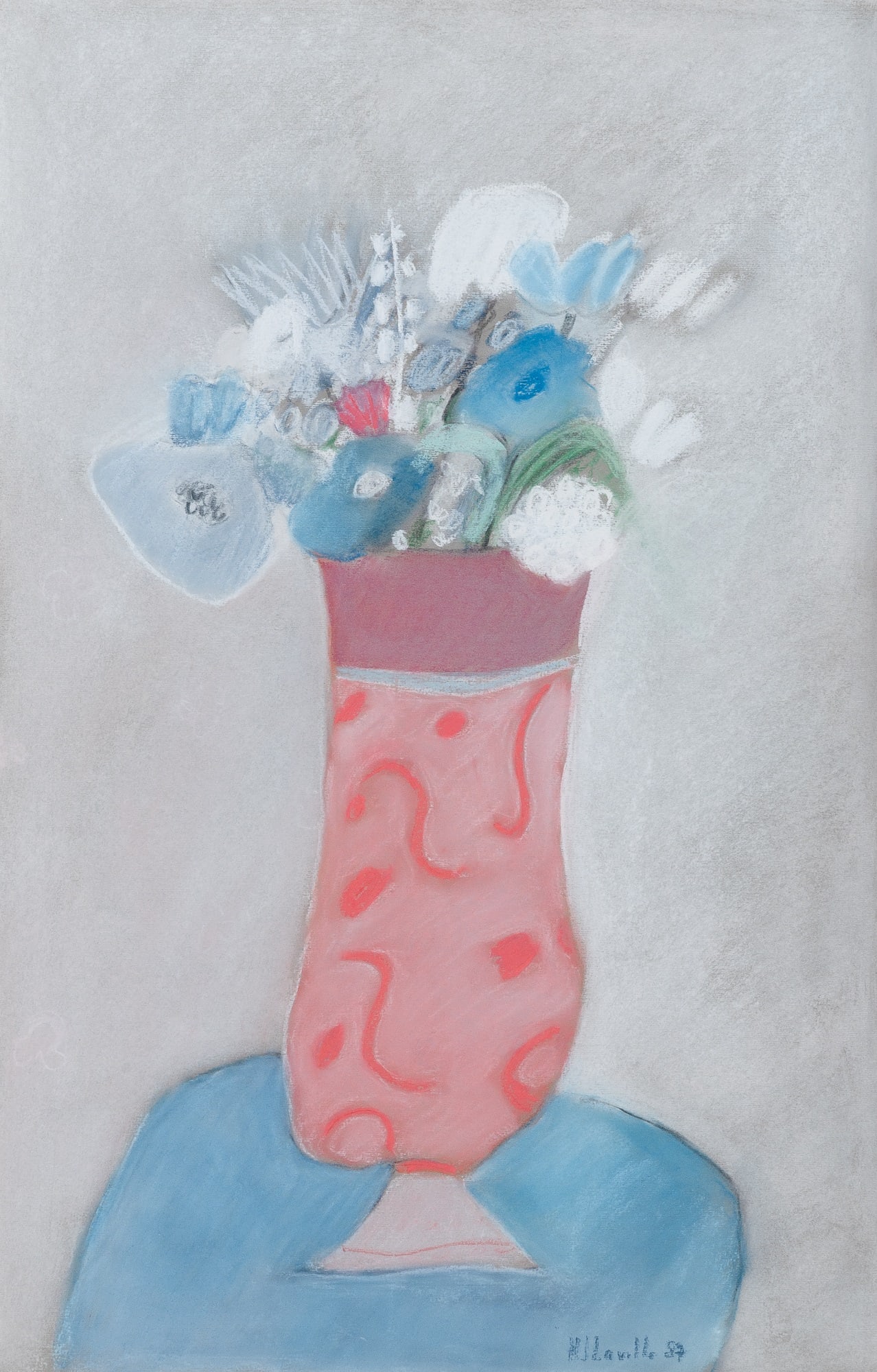 Joy Laville: British/Mexican, 1923-2018Red Vase, 1987Signed HJLaville 87 (lr)Pastel on paper20 1/2 x 13 1/2 inches (52.1 x 34.3cm)Provenance:Carmen Llewellyn Paintings Graphics Sculpture, New Orleans,