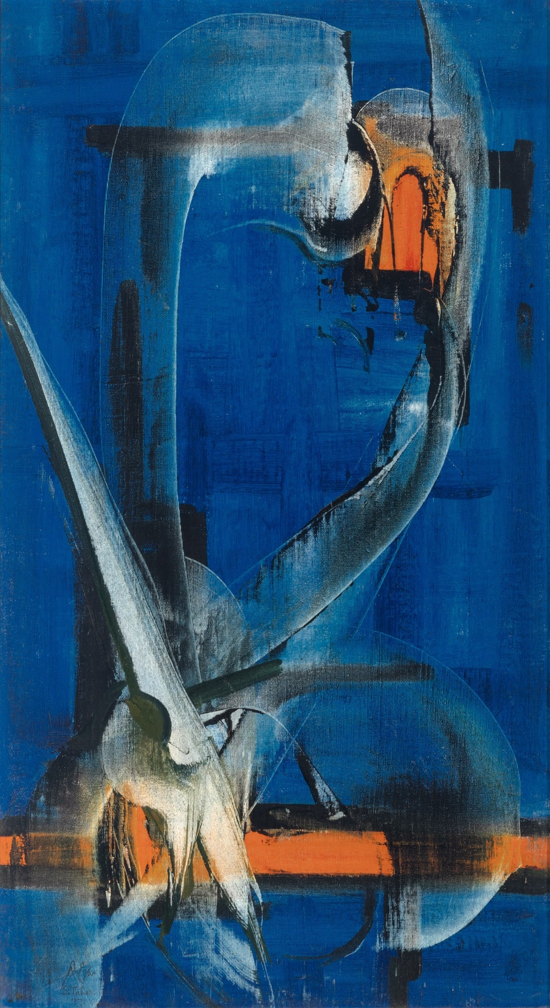Salah Taher: Egyptian, 1911-2007Untitled, 1971Signed and dated S. Taher 1971 (ll)Oil on canvasboard33 x 18 inches (83.8 x 45.7cm) (Frame: 34 1/2 x 19 1/2 inches)<