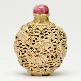 A Chinese White Glazed Porcelain Snuff Bottle Jiaqing Mark and of the Period