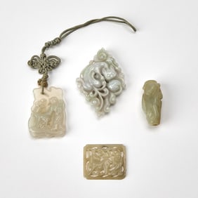 Four Chinese Carved Jade Pendants