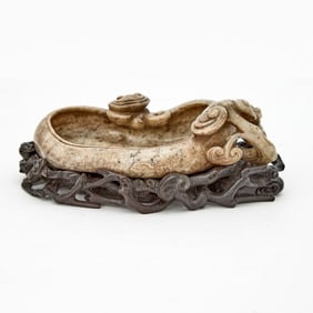 A Chinese Jade Brush Washer Ming Dynasty