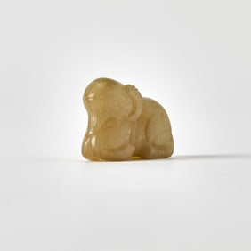 A Chinese Celadon Jade Toggle of a Ram Ming Dynasty