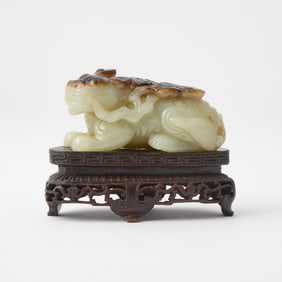 A Chinese Yellowish Celadon Jade Qilin